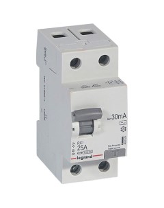 Выключатель дифференциального тока на DIN рейку RX3 2 полюса 25 AC 220 В 30 мА УЗО 402024 Legrand