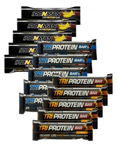 Протеиновые батончики TRI Protein bar ассорти 15 шт по 50 г Ironman