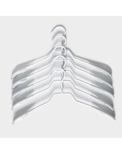 Плечики вешалки для одежды антискользящие набор 5 шт 39 20 5 см металл с пвх покрытием цвет белый Nobrand