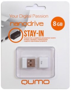 Накопитель USB 2 0 8GB QM8GUD NANO W Nano белый Qumo