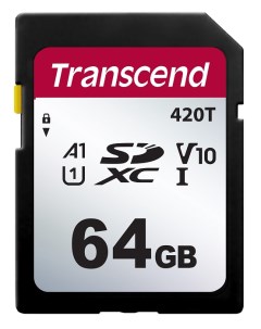 Промышленная карта памяти SDXC 64Gb 420T U1 V10 A1 3D NAND TLC без упаковки Transcend