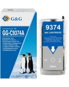 Картридж струйный GG C9374A серый 130мл для HP HP Designjet T610 T770 T790eprinter T1300eprinter T11 G&g