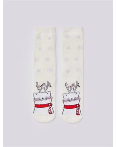Тёплые махровые носки с новогодним принтом Zolla