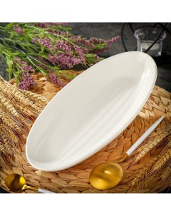 Блюдо керамика овальное 30 см белое Грейс Y6 6001 Daniks