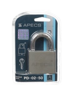 Замок навесной PD 02 50 17487 цилиндровый 3 ключа Аpecs
