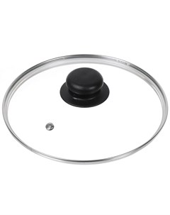 Крышка для посуды стекло 20 см металлический обод кнопка бакелит черная Д4120Ч Daniks