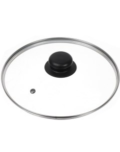 Крышка для посуды стекло 22 см металлический обод кнопка бакелит черная Д4122Ч Daniks