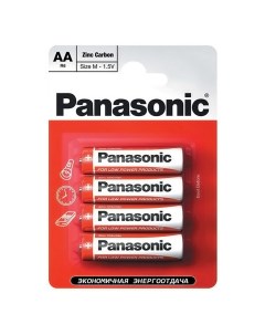 Батарейка АА LR06 LR6 Zinc carbon солевая 1 5 В блистер 4 шт Panasonic