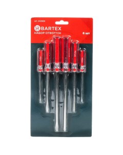 Набор отверток 6 предметов PH 0 1 2 SL 3 5 6 ручка пластиковая CrV сталь блистер Bartex