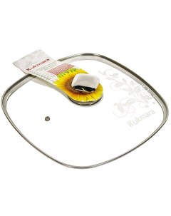 Крышка для посуды стекло 28 см металлический обод кнопка нержавеющая сталь с28 2т112 Kukmara