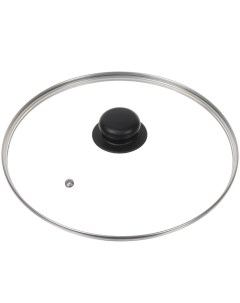 Крышка для посуды стекло 26 см металлический обод кнопка бакелит черная Д4126Ч Daniks