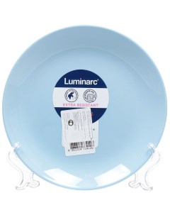 Тарелка десертная стекло 19 см круглая Diwali Light Blue P2612 голубая Luminarc