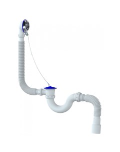 Сифон для ванны гофрированный 40х40 50х140 мм полипропилен с выпуском с переливом круглый перелив S3 Unicorn