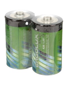 Батарейка D R20 Zinc carbon солевая 1 5 В спайка 2 шт 12442 Ergolux