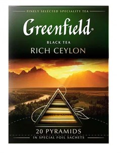 Чай черный Rich Ceylon в пирамидках 20 шт Greenfield