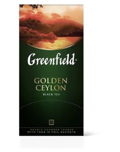 Чай черный Golden Ceylon в пакетиках 25 шт Greenfield
