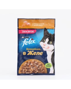 Влажный корм для кошек Sensations курица морковь в желе 26 шт по 75 г Felix