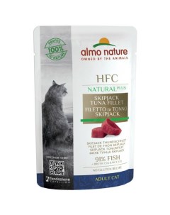 Влажный корм для кошек CAT HFC NATURAL PLUS с филе тунца 24шт по 55г Almo nature