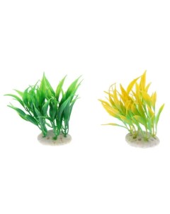 Растение аквариумное искусственное кустовое зеленый 10 см 2 шт Пижон аква