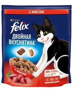 Сухой корм для кошек Двойная вкуснятина с мясом 2 шт по 600 г Felix
