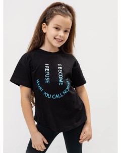 Хлопковая футболка для девочки в черном цвете с печатью Mark formelle