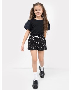 Хлопковый джемпер с объемными рукавами черного цвета для девочек Mark formelle