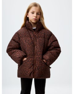 Дутая куртка с леопардовым принтом для девочек Sela