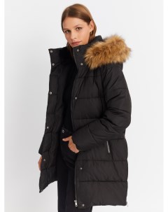 Тёплая куртка пальто с капюшоном и боковыми шлицами на молниях Zolla