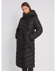 Тёплая длинная куртка пальто с капюшоном и поясом Zolla