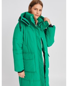 Тёплая куртка пальто с капюшоном и внутренними манжетами Zolla