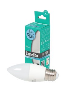 Лампа светодиодная E27 10 Вт 90 Вт 220 В свеча 4500 К свет холодный белый Camelion