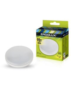 Лампа светодиодная GX53 9 Вт 80 Вт 220 В таблетка 3000 К свет теплый белый Ergolux