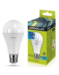 Лампа светодиодная E27 25 Вт 225 Вт груша 4500 К свет холодный белый Ergolux