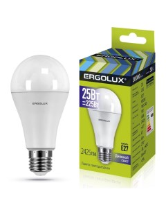 Лампа светодиодная E27 25 Вт 225 Вт груша 6500 К свет дневной Ergolux