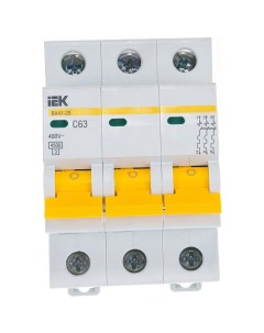 Автоматический выключатель на DIN рейку ВА47 29 3Р 3 полюса 63 4 5 кА 400 В MVA20 3 063 C Iek
