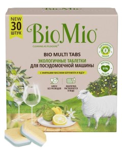 Таблетки для посудомоечной машины с эфирными маслами бергамота и юдзу 30 шт Biomio