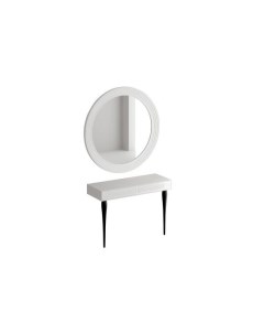 Туалетный столик с зеркалом Cloud Белый 115 Корпус Белый Фасад Стекло белое Ножки черные Ogogo