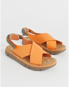 Оранжевые сандалии с перекрещенными ремешками Camper
