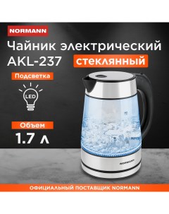 Чайник электрический AKL 237 1 7 л прозрачный серебристый черный Normann