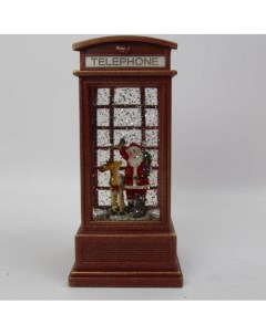 Сувенир WDL 2102 15168 Телефонная будка с Дедом Морозом оленем и зайцем Merry christmas