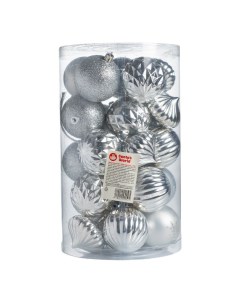 Набор елочных шаров серебряный 6 см 25 шт Santa's world