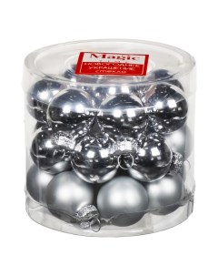 Набор елочных шаров Серебряные шарики из стекла 2 5 см 24 шт Magic time