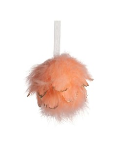 Елочный шар из перьев персиковый 10 см Santa's world