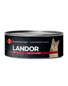 Влажный корм для кошек с уткой и брусникой 24 шт по 100 г Landor