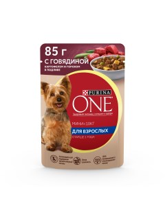 Влажный корм для собак Мини Взрослая говядина горох 85г Purina one