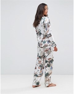 Атласная классическая пижама с принтом в стиле сафари Premium Asos