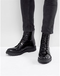 Черные кожаные ботинки на шнуровке Asos