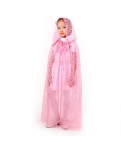 Карнавальный набор принцессы плащ гипюр розовый корона длина 100см Страна карнавалия