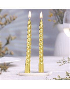 Набор свечей витых 1 5х 15 см 2 штуки золотой металлик Дарим красиво