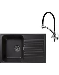 Кухонная мойка и смеситель Quarz GF Z78 Lemark Comfort LM3070C с сифоном черная Granfest